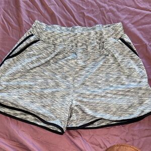 Women’s Heather Gray Athletic Shorts with Black Trim